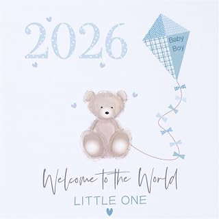 New Baby Boy Card 2026 - Handmade Welcome to the World, Newborn Baby Card - Blue Teddy Bear Theme - Size 15 x 15cm, Blank Inside