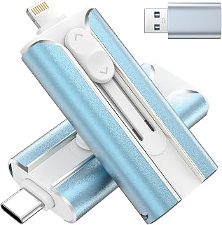 MFI Certified 512GB Flash Drive – Photo Stick and USB Stick Offers Photo/Video Storage, The External Storage is Compatible with iOS, Android, and Pc,1 Pack (Blue)(Available Space: ~484GB)