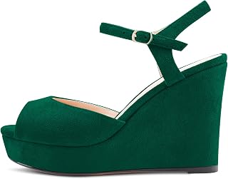Castamere Women's Block Chunky High Wedge Platform Heel Open Toe Strappy Ankle Sandals Slingback Buckle Classic 10CM Heels