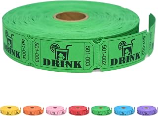 ESSENTIAL 1000 Raffle Tickets Rolls, Drink Tickets Single Roll | for Events, Leisure, Movie Watching, Entertainment, Class Reward & Prizes (Green - 5 Color Selection)