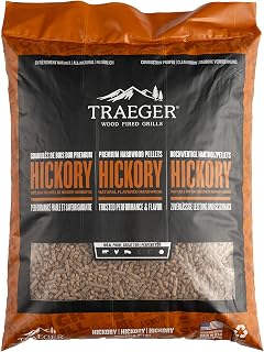 Traeger Grills Hickory 100% All-Natural Wood Pellets for Smokers and Pellet Grills. BBQ, Bake, Roast, and Grill, 20 lb. Bag