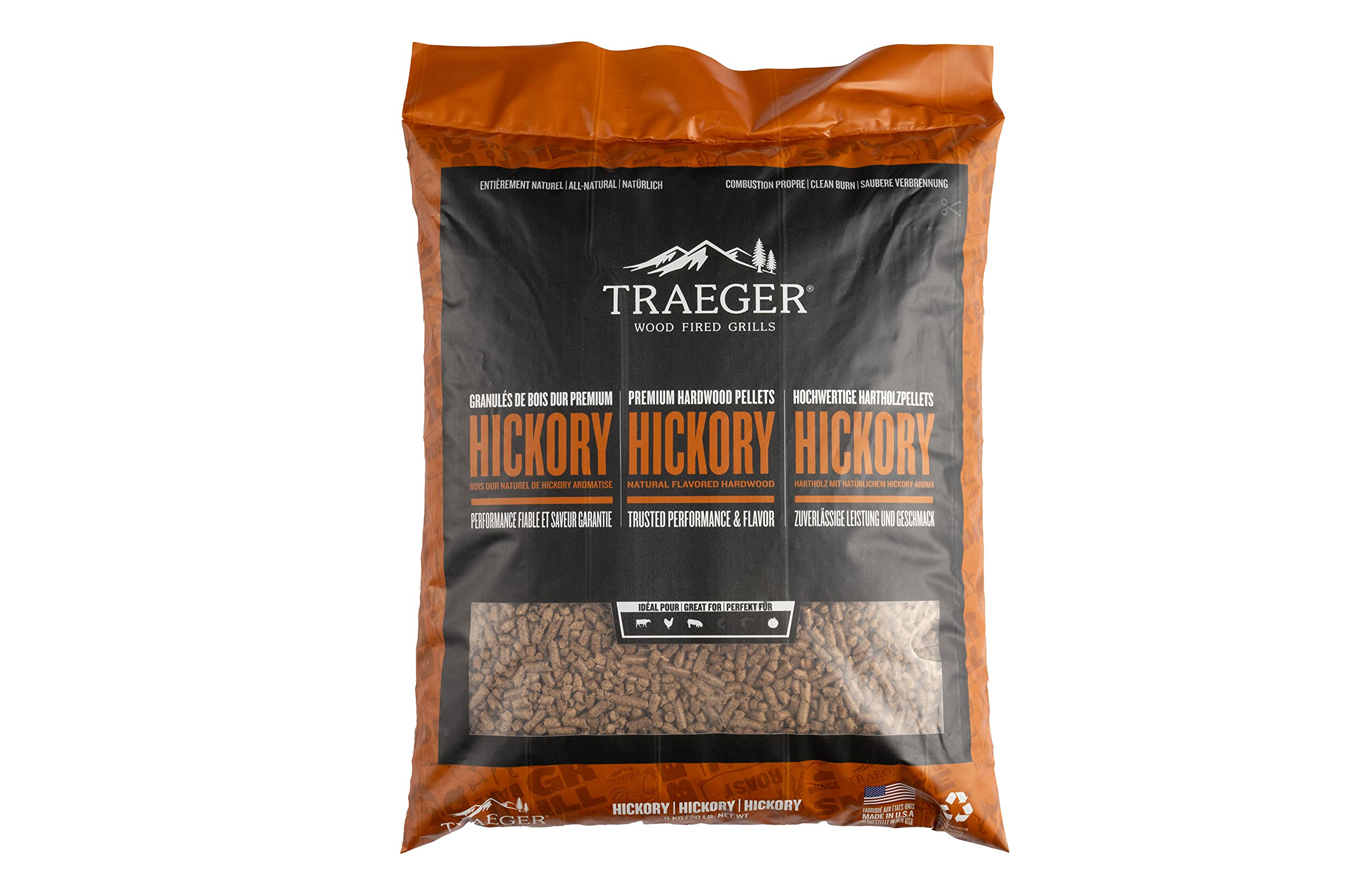 Traeger Grills Hickory 100% All-Natural Wood Pellets for Smokers and Pellet Gril