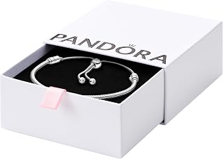 PANDORA Moments Snake Chain Slider Bracelet - Charm Bracelet for Women - Sterling Silver with Clear Cubic Zirconia - 11"