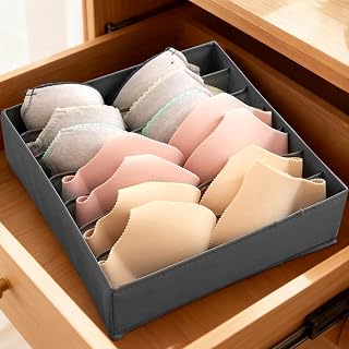7 Compartments Foldable Storage Box with Grid for Organizing Underwear, Small Items, Compact Closet Container, Wardrobe Drawer, Easy to Use and Store