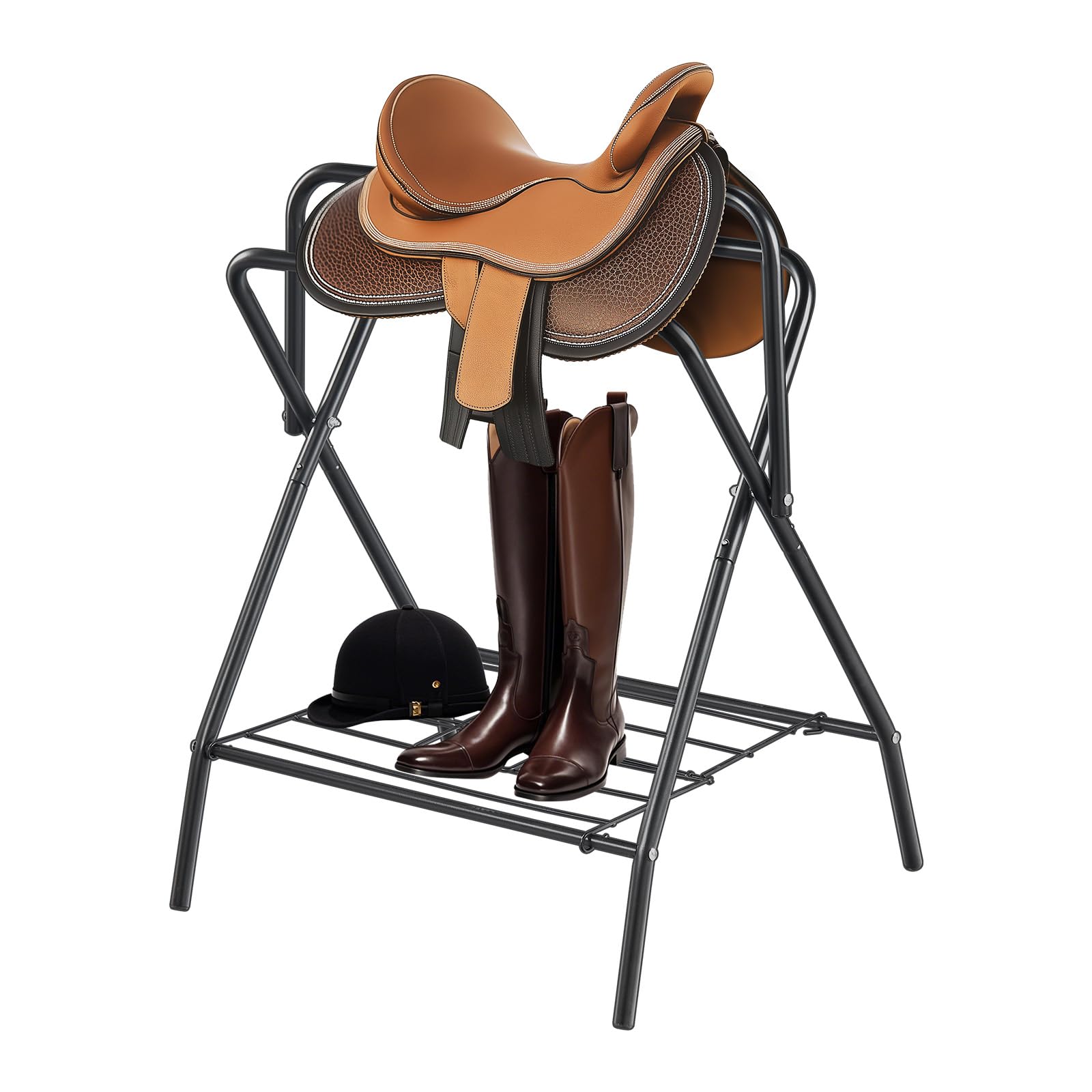 VEVOR Folding Saddle Rack, Freestanding Horse Saddle Stand, Portable Horse Blank