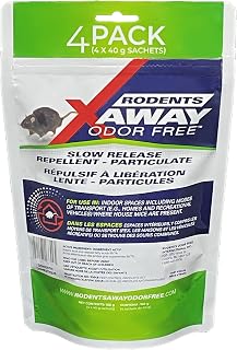 Rodents Away Odor Free, 4-Pack, Slow Release Mouse Repellent | Odor free for humans, but mice are repelled by the ingredients. For indoor spaces: Homes, vehicles, garages, RVs and more.