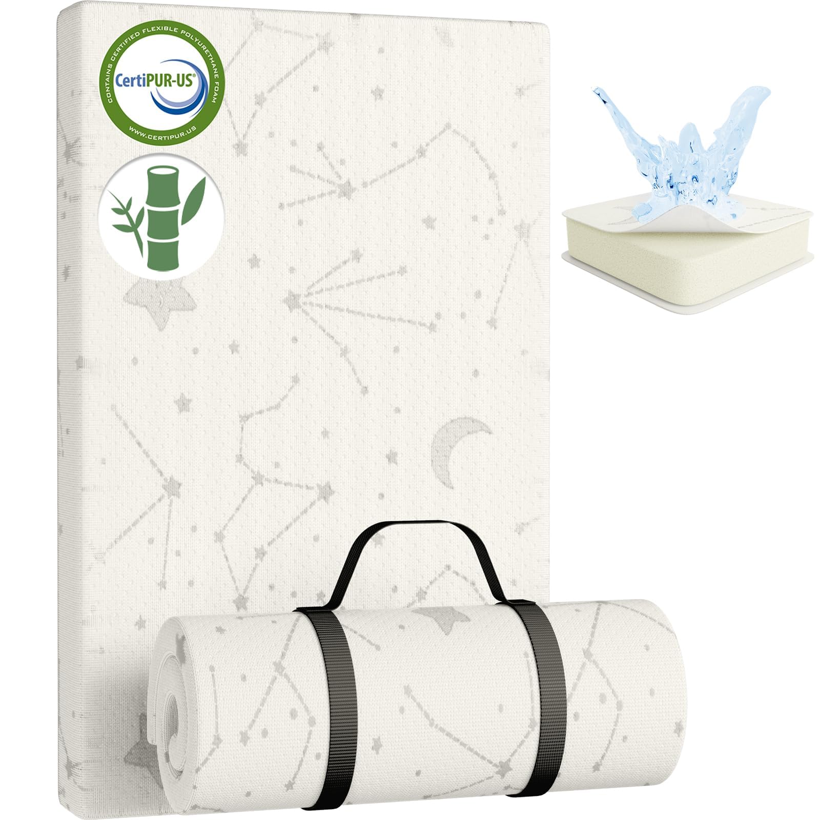 YENING Bamboo Pack and Play Mattress Pad Breathable 38x26 Waterproof Baby Mattre