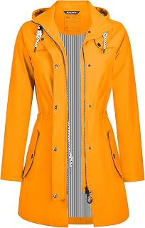 Women's Rain Jacket Long Waterproof Breathable Transition Jacket Hooded Outdoor Jacket S-3XL