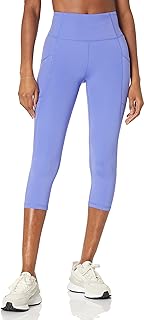 Amazon Essentials Women's Active Sculpt Workout Athleisure High Rise Capri Leggings with Pockets (Available in Plus Size)