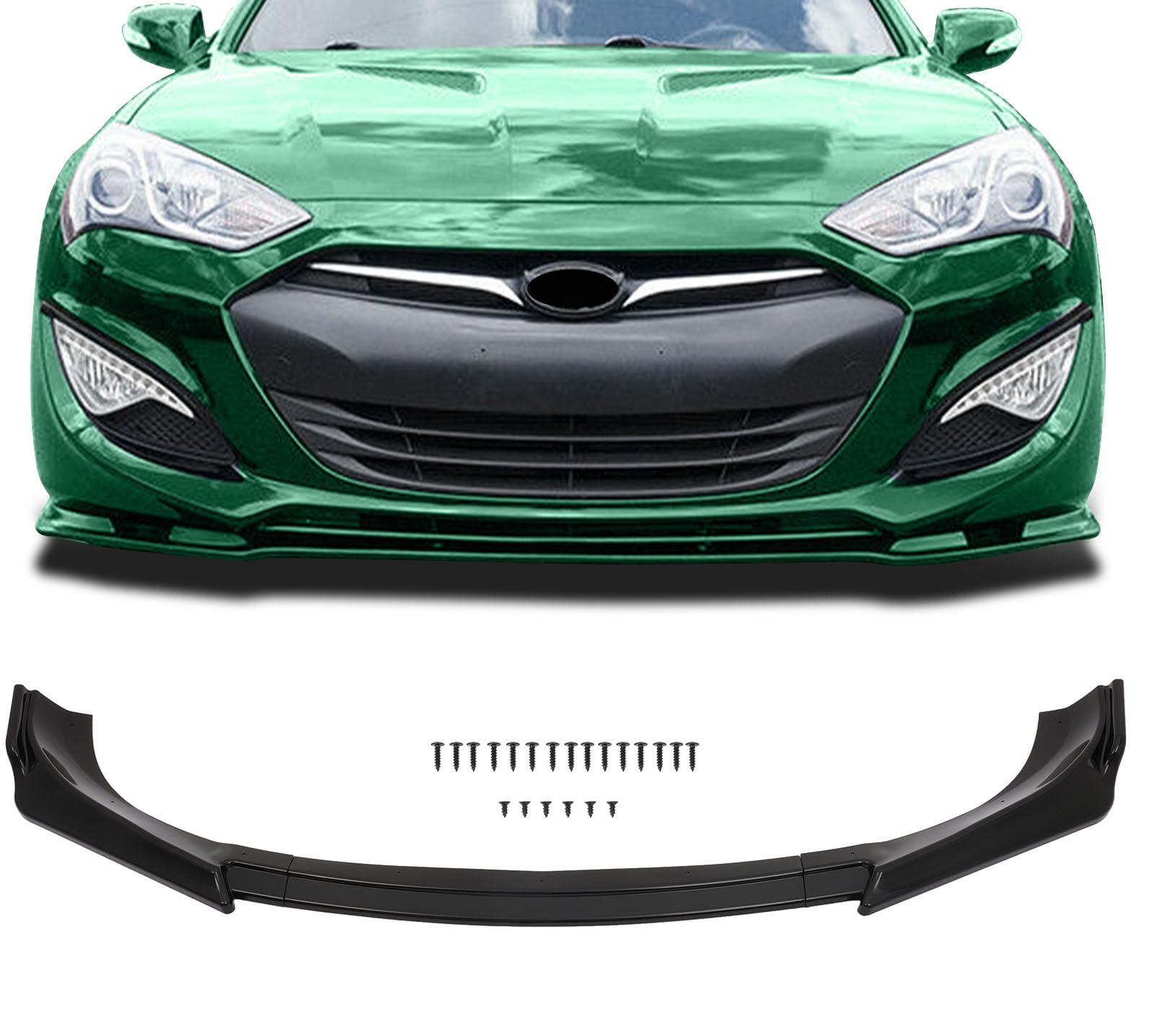 SCITOO Front Lip Spoiler Fits for 2013-2016 for Hyundai Genesis Coupe | Glossy B