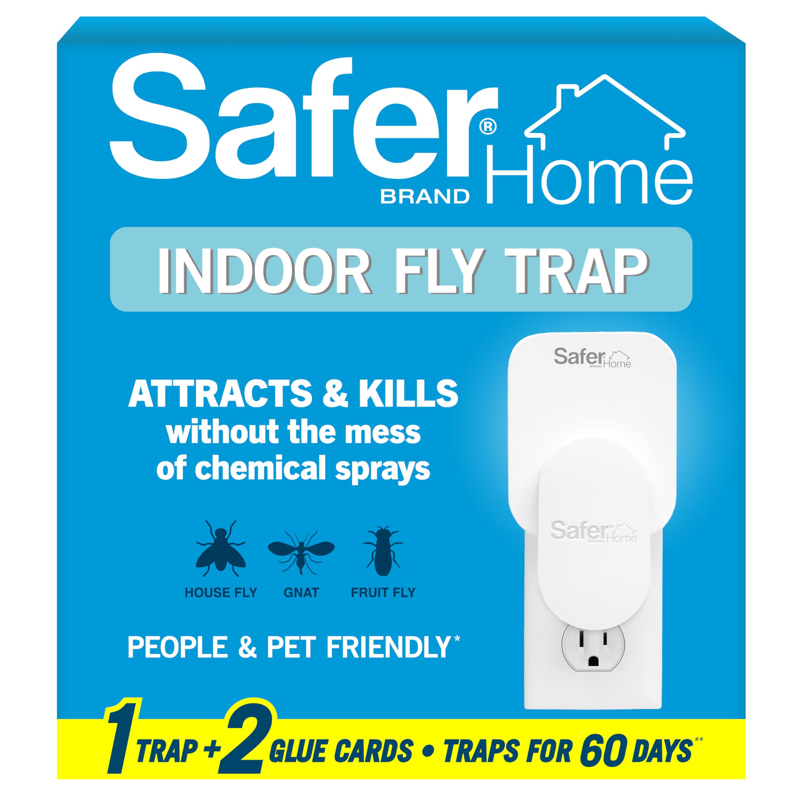 Safer Home Flying Insect Trap, Plug-In Fruit Fly Trap for Indoors, 1-Pack | Flyi