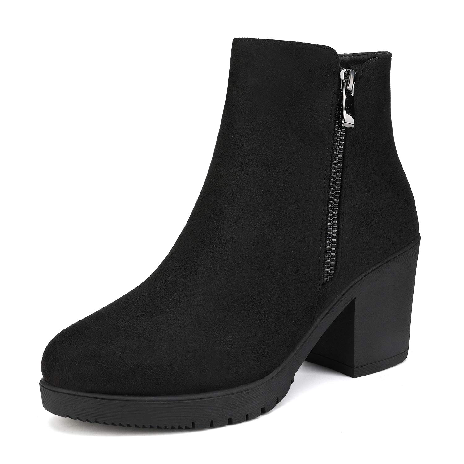 DREAM PAIRS Women's Black Chunky Heel Ankle Boots Platform Booties Z0EY-2 Size 6