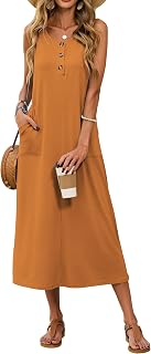 SimpleFun Womens Summer Dresses Casual Midi Sleeveless Loose Beach Sundress