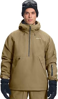 Pioneer Camp Men's Semi-Front Ski Jacket with 10000 mm Hydrostatic Head, Waterproof and Breathable (7000 g), Ski and Snowboard Jacket with Removable Snow Collar, Adjustable Hood