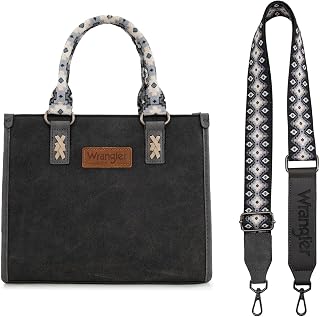 Wrangler Tote Bag for Women Western Retro Purse Top Handle Handbags with Aztec Strap