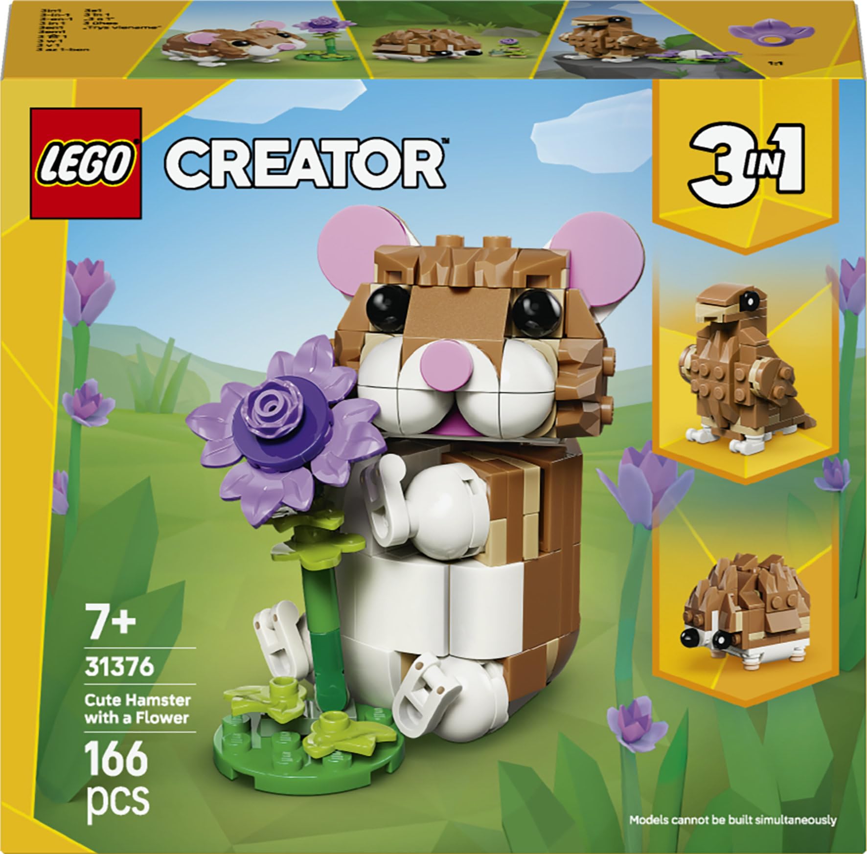 LEGO Creator 3-in-1 The Adorable Hamster and the Flower 31376 | 166 Piece Buildi