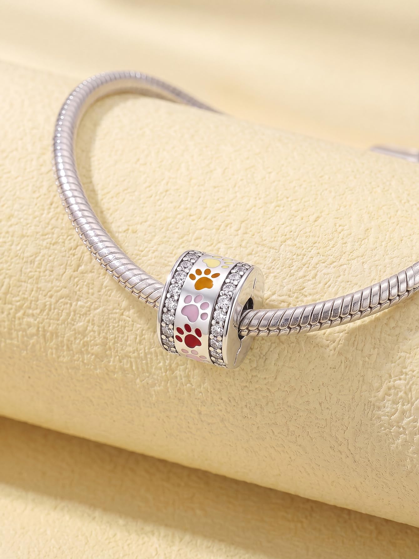 Silver Plated Fashion Paw Print Pet Dog & Cat Series for Women Bracelet Bangle D