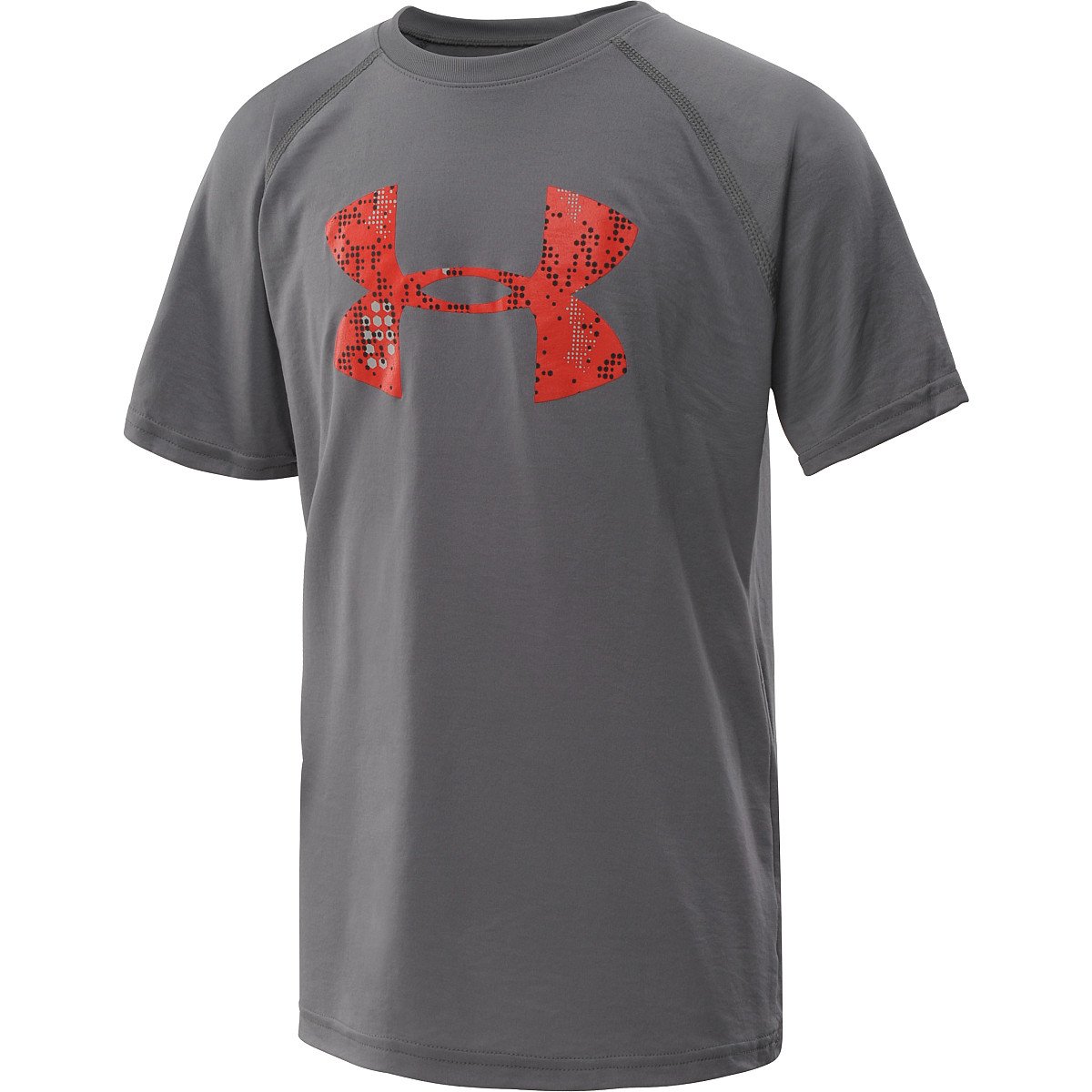 Under Armour Kids Boys Tech Big Logo Shortsleeve, Graphite/Red/Silver, L