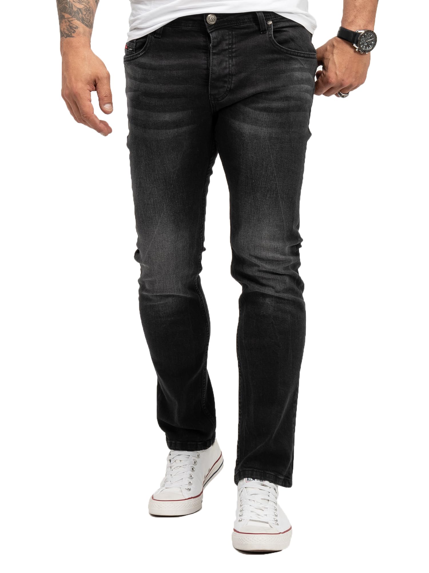 Lorenzo Loren Men's Jeans Distressed Look Regular Fit W29-W44 L30-L38