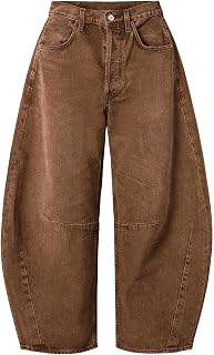 EXLURA Barrel Jeans Women Y2K Boyfriend Denim Pants Casual Baggy Jeans