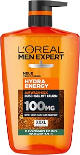 L'Oréal Men Expert Hydra Energy XXXL Shower Gel/Shampoo for Men, Men’s Body Care, Shower/Bath Set for Cleansing Body, Hair and Face, for Long-Lasting Freshness, with Taurine, 1 x 1000 ml