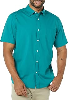 Amazon Essentials Mens Regular Fit Short Sleeve Stretch Poplin Shirt (Plus Sizes Available)