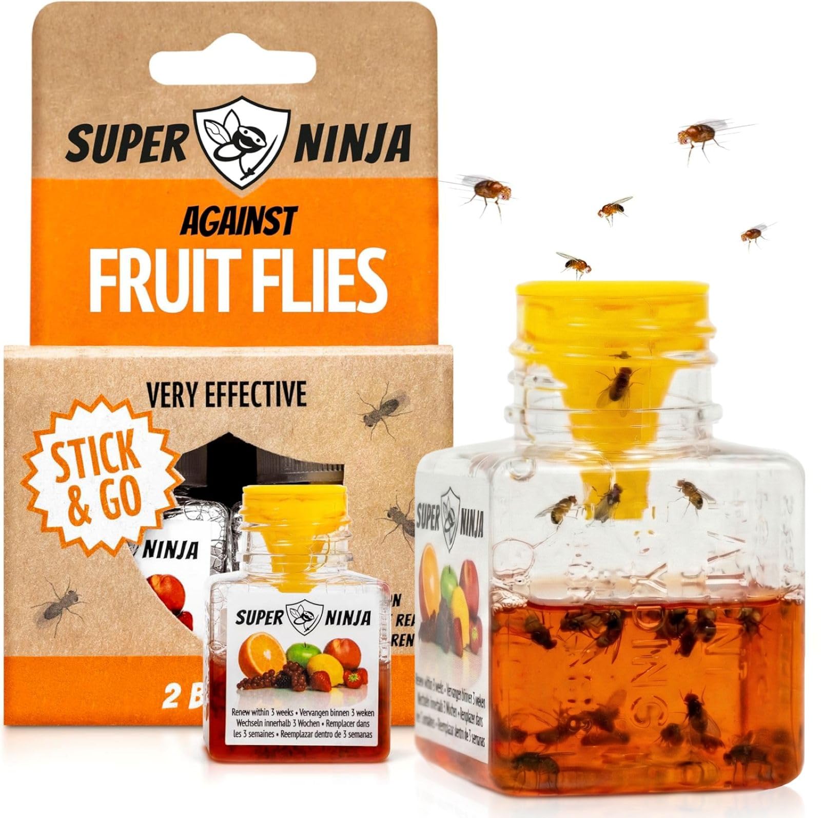 Super Ninja Fruit Fly Traps for Indoors, 2 Pack
