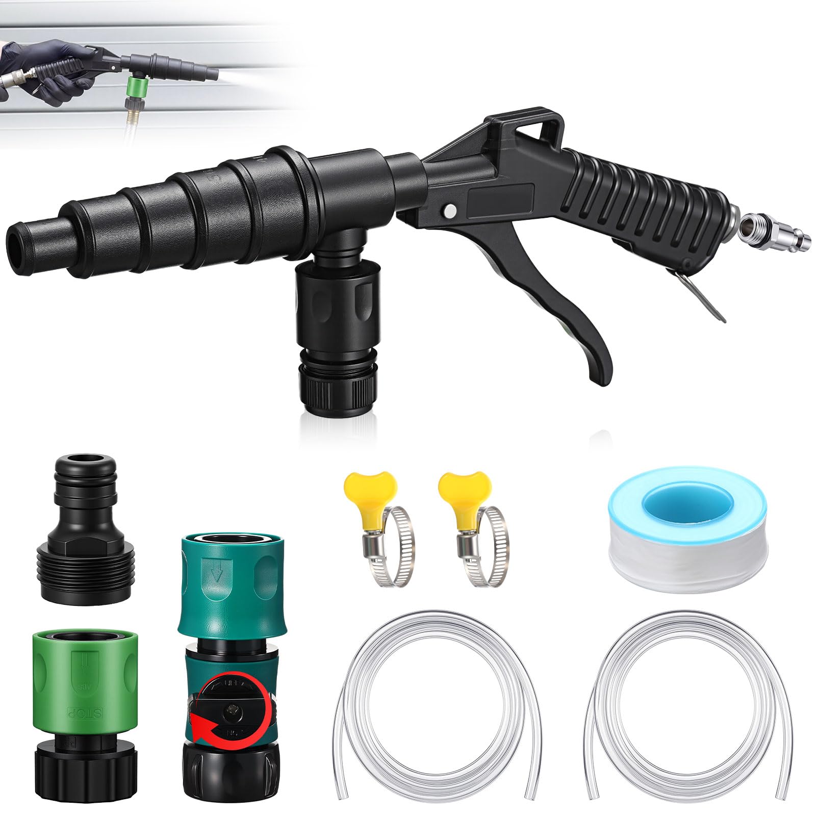 Chumia Coolant Flush Gun Lever Action Heater Core Flush Kit, Hose Adapters | Shu