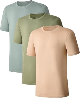 COLORFULLEAF Mens Bamboo Rayon Undershirts Crew Neck T Shirts Short Sleeve Slim Fit Tees Moisture Wicking 3 or 6 Pack