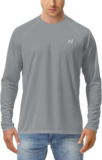 isnowood Sun Protection Shirts for Men, UPF 50+ Long Sleeve, UV Quick Dry Rash Guard Swim Shirt for Fishing Hiking Running