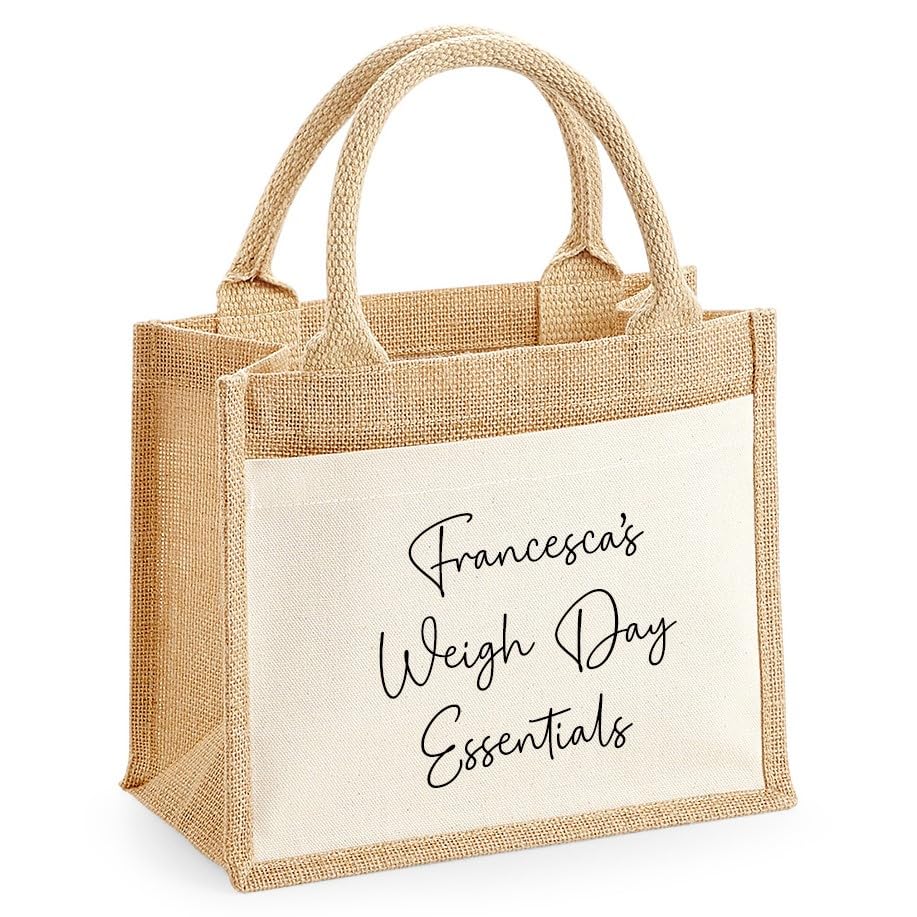 Chicken Craft Personalised Weigh Day Essentials Bag - Custom Jute Tote with Name