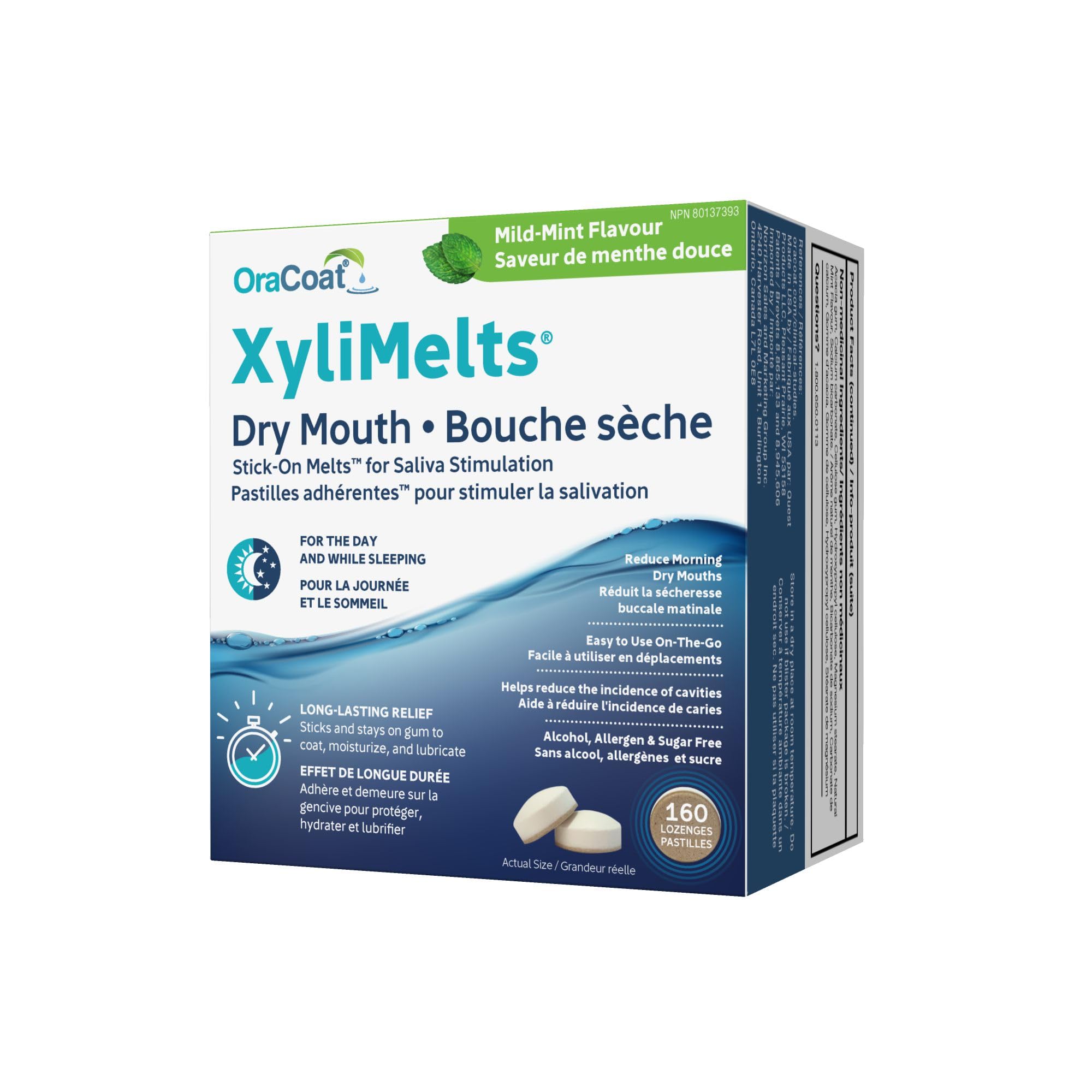 OraCoat XyliMelts Dry Mouth Stick-On Melts, Mild Mint, 160 Count For Dry Mouth R