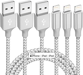 iPhone Charger 3-Pack 10ft MFi Certified Lightning Cable Fast Charging Cord | Nylon Braided Phone Fast Charging High Speed Data Transfer Sync Cord for with iPhone 14 13 12 11 Pro Max iPad Air iPad Mini