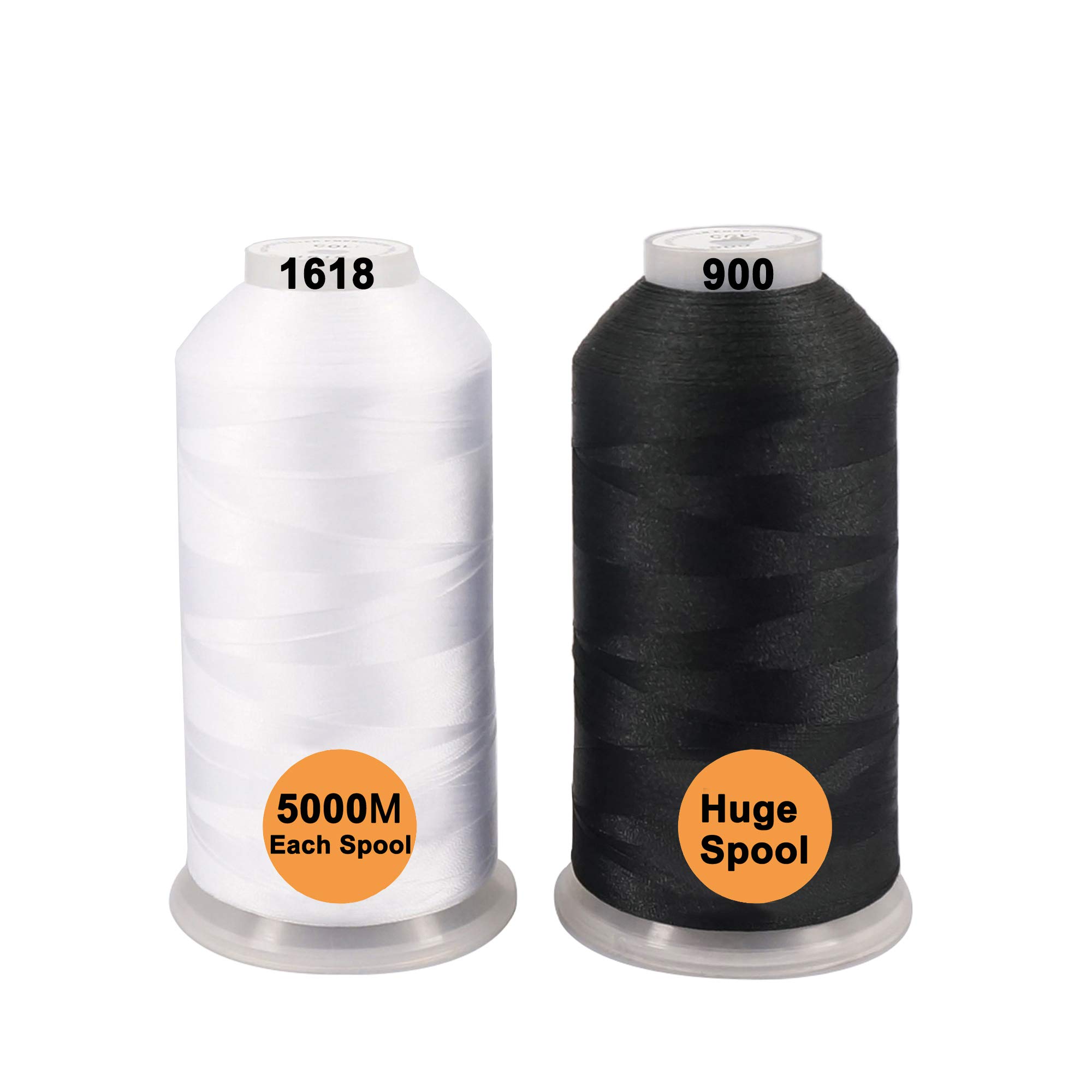 New brothread Huge Spools Embroidery Machine Thread -1Black+1White | 100% Polyes