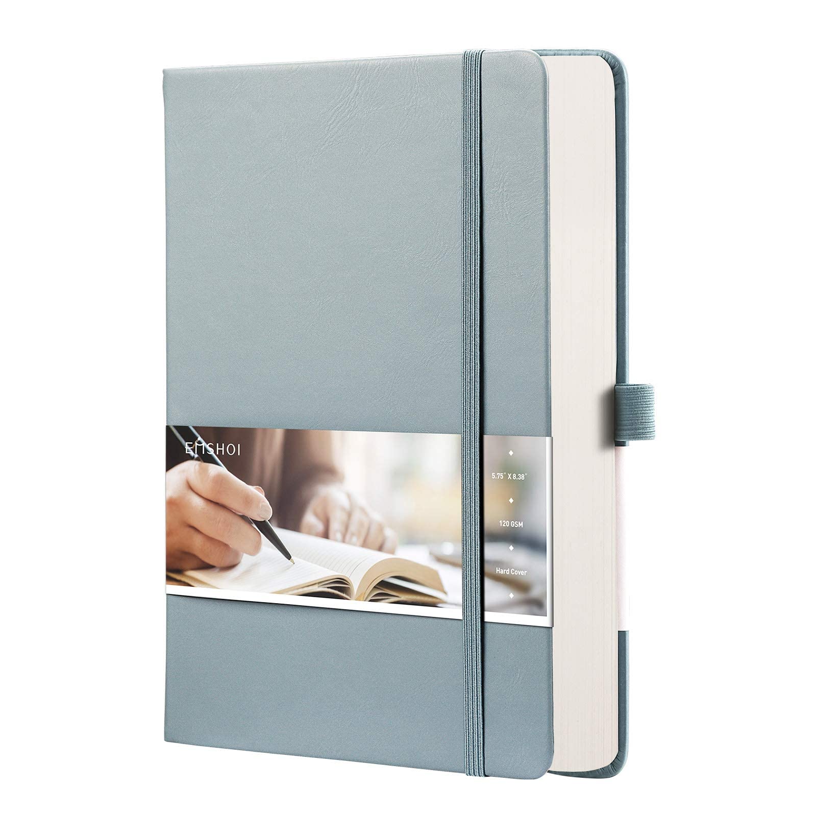 EMSHOI - Cuaderno con líneas (A5, 128 páginas numeradas, tapa dura, papel grueso
