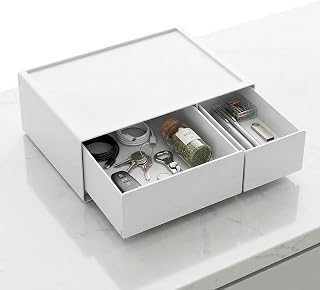 1 Tier Stackable Desk Organizer, Compact Desk Drawers with 2 Compartments, Desk Organizer for Makeup Organization, Bathroom Organization and Accessories