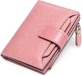 SENDEFN Women's Genuine Leather Wallet Small Cute Coin Purse with Zip 14 Cards Women's Leather Wallet with Many Compartments