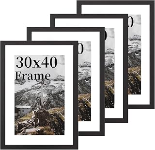 12x16 Picture Frame, Black Wooden Frame with Clear Acrylic Glass, Wall Mount for Hanging Portrait or Landscape (Black, 30x40cm-4p)