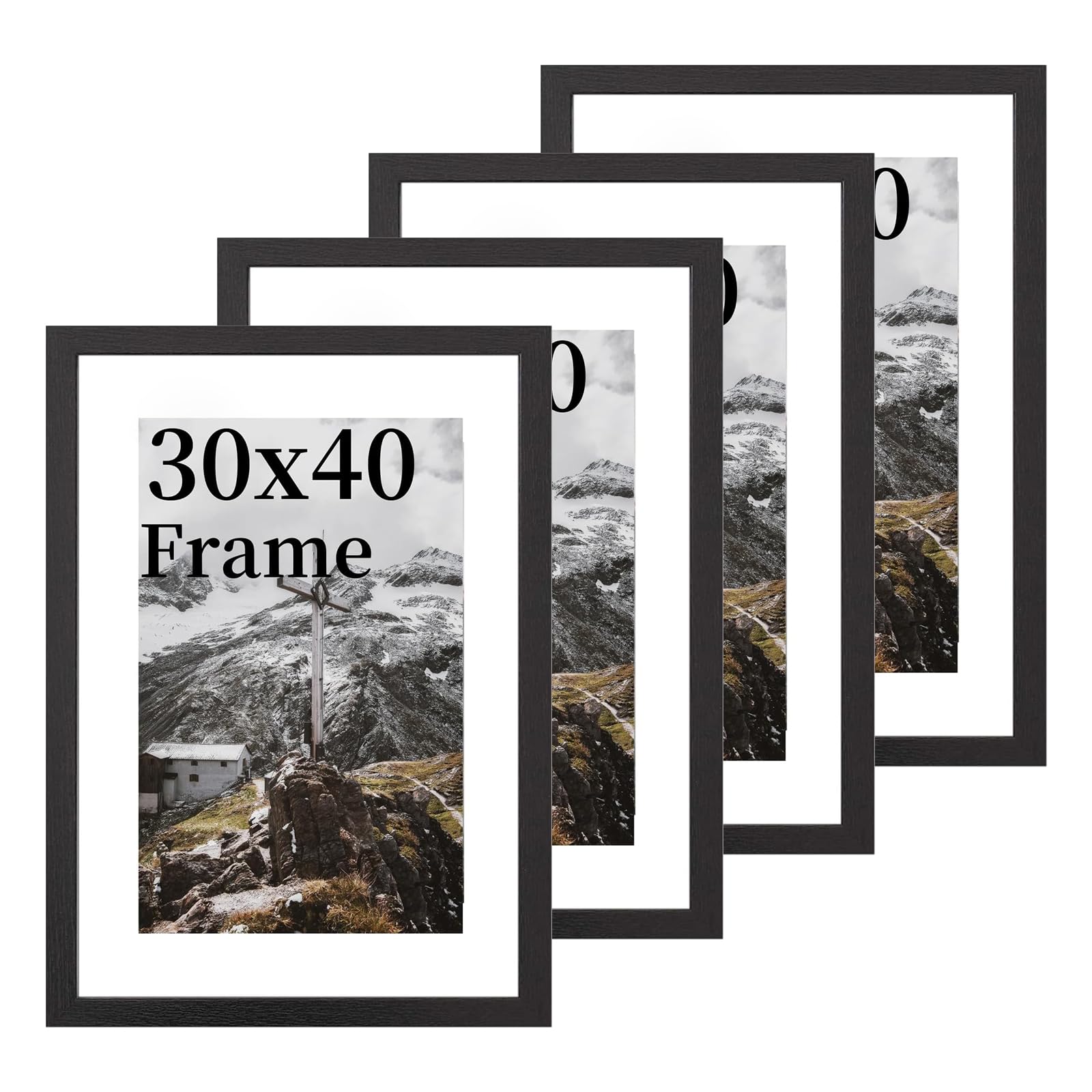 12x16 Picture Frame, Black Wooden Frame with Clear Acrylic Glass, Wall Mount for