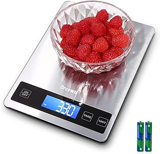 15 kg Digital Kitchen Scale, Multi-functional Stainless Steel Kitchen Scale, Food Scale with Tare Function, Kitchen Weight Accuracy 1 g/0.1 oz, Water Resistant, Touch Button