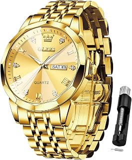 OLEVS Watch for Men Diamond Business Dress Analog Stainless Steel Waterproof Luminous Date Two Tone Luxury Casual Wrist Watch