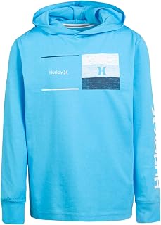 Hurley boys Long Sleeve Hooded T-shirt T Shirt, Blue Lazer, Medium US