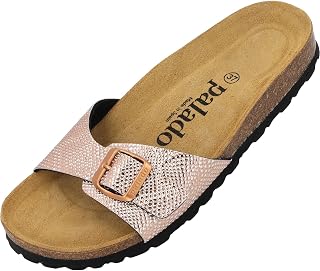 Palado® Malta Women's Sandals | Made in EU | Mules in Many Summer Colours | 1 Strap Sandals with Cork Footbed | Women's Slippers with Leather Outsole