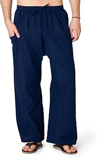 PANASIAM Lightweight Cotton Trousers for Women Men – Fisherman's Trousers Inspired – Comfortable for Rehabilitation and Relaxation with Elastic Waist and Drawstring – for Home, Hospital, Yoga