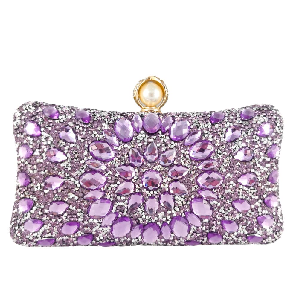 Boutique De FGG Mini Pearl Clutch, Rhinestone Evening Bag, Wedding Handbag