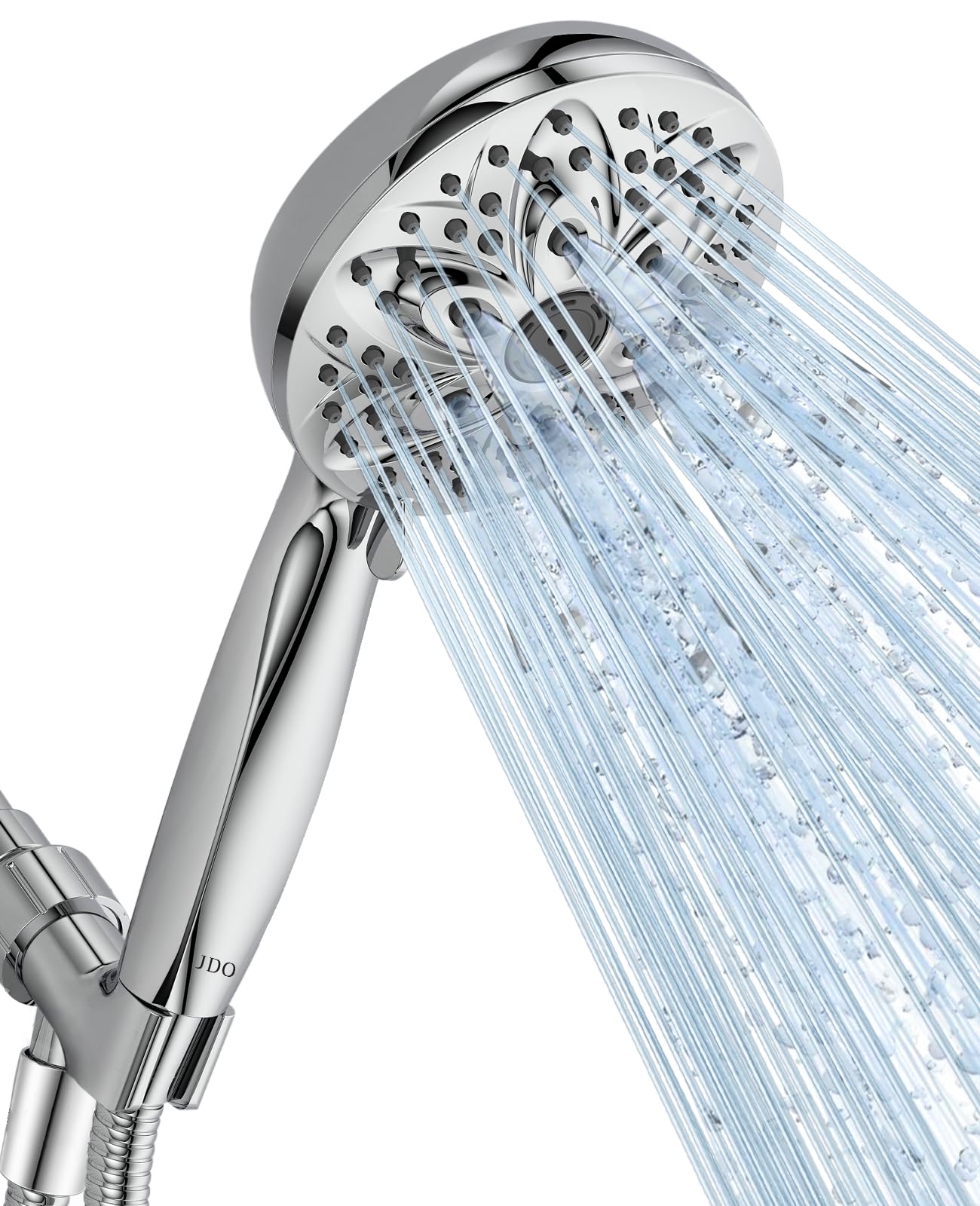 JDO High‑Pressure 6‑Setting Handheld Shower Head, 4.7 Inch Chrome Premium | Deta