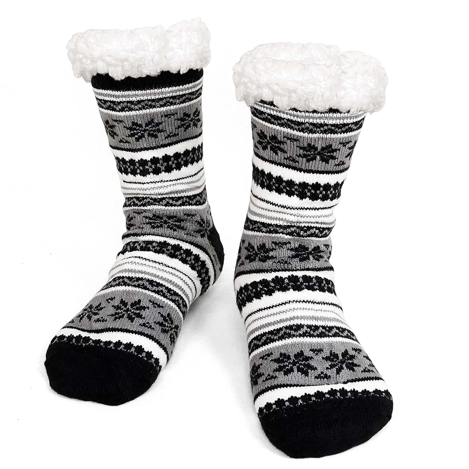 LOFIR Men's Fluffy Slipper Socks: Thick Thermal Warm Winter Non-Slip Socks Men F