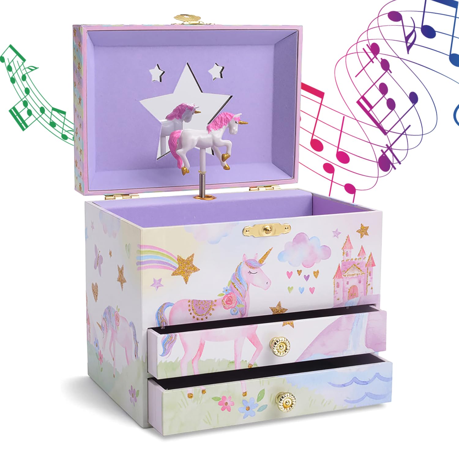 Jewelkeeper Enchanting Unicorn Musical Jewelry Box for Girls - Sparkling Rainbow