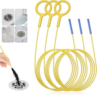 EastLink 50-Inch Drain Snake Hair Drain Clog Remover, Anti-Break Steel Sink Snake Drain Hair Removal Tool with Nylon Layer, Flexible Shower Snake for Unclogging Bathtub Drain & Bathroom Sink, 3 Pack