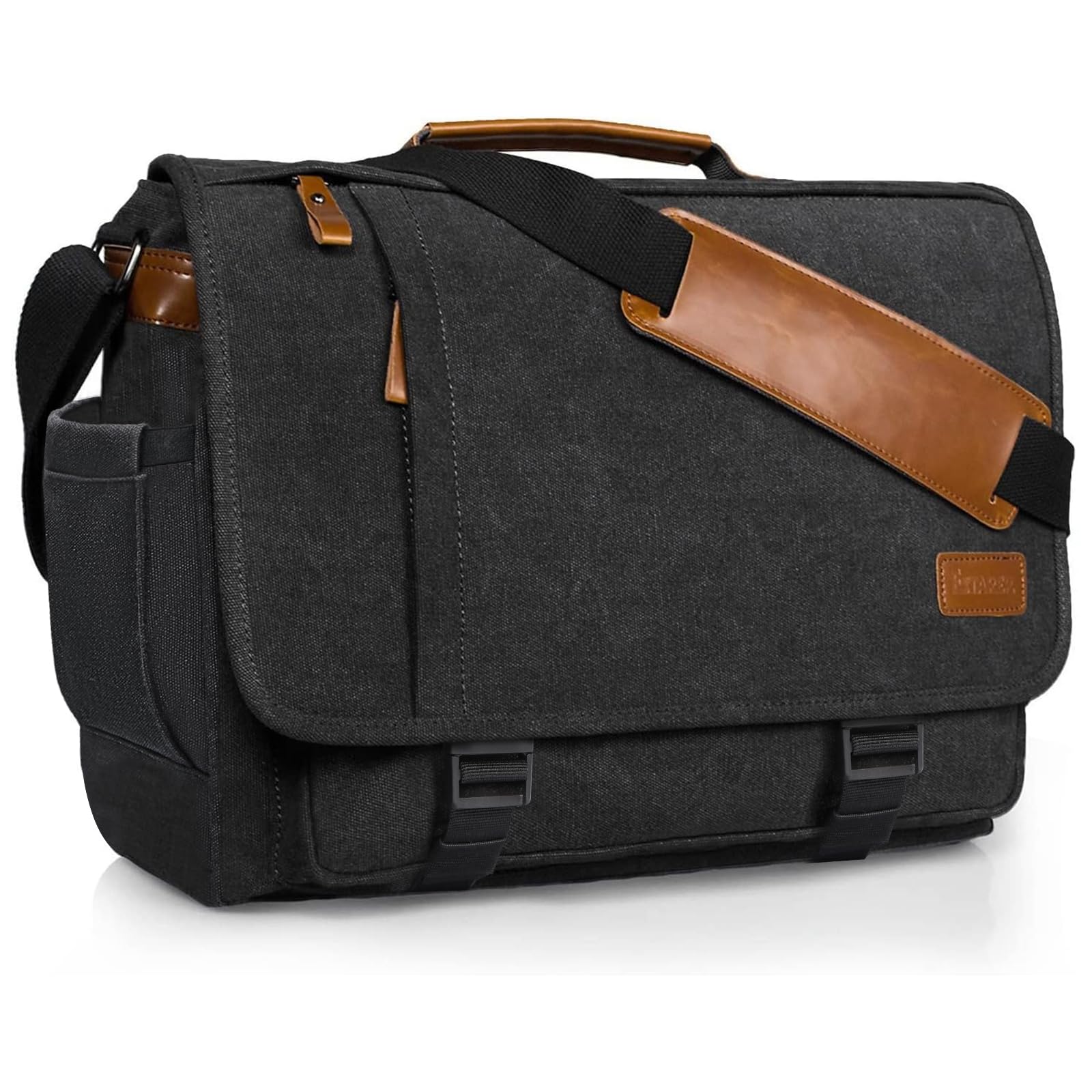 ESTARER Men's Messenger Bag 17.3 Inch Upgraded, Water-resistant Canvas Laptop Ba